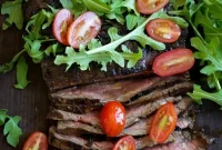 Grilled Balsamic Steak with Tomatoes and Arugula Recipe