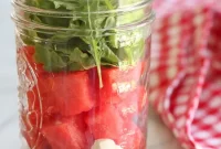 Mason Jar Watermelon, Feta and Arugula Salad