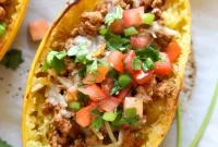 Turkey Taco Stuffed Spaghetti Squash Boats