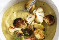 Roasted Brussels Sprouts and Cauliflower Soup Recipe