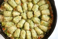 Skillet Chicken and Broccoli Tater Tot Pie