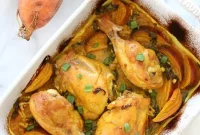 Braised Chicken with Turmeric, Golden Beets and Leeks