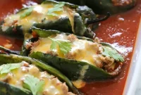 Turkey Enchilada-Stuffed Poblano Peppers