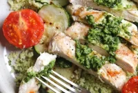Grilled Pesto Chicken Couscous Bowls with Fresh Herbs