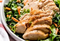 Houston Grilled Chicken Kale Salad with Peanut Vinaigrette