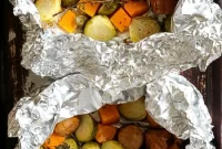 Spicy Sausage Foil Packets with Brussels Sprouts and Butternut