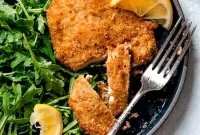 Crispy Air Fryer Chicken Milanese with Baby Arugula