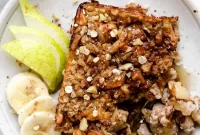 Baked Oatmeal with Pears, Bananas and Walnuts