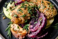 Apple Cider Baked Chicken with Roasted Cabbage