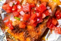 Spice-Rubbed Foil-Packet Fish with Watermelon Salsa