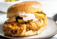 Crispy Air Fryer Chicken Sandwich with Sriracha Mayo