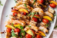 Grilled Shrimp Skewers with Tomato Panzanella
