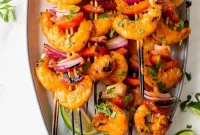 Grilled Coconut Red Curry Shrimp Skewers