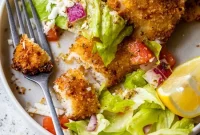 Crispy Air Fryer Chicken Milanese with Mediterranean Salad