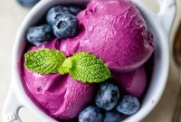 Homemade Creamy Blueberry Frozen Yogurt