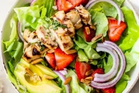 Strawberry Avocado Grilled Chicken Salad with Citrus Dressing