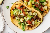 Crispy Tofu and Potato Tacos with Jalapeños