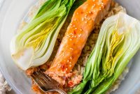 5-Minute Microwave Salmon and Bok Choy Rice Bowl