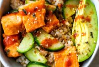 Honey Sriracha Roasted Salmon Rice Bowls (GF, Dairy-Free)