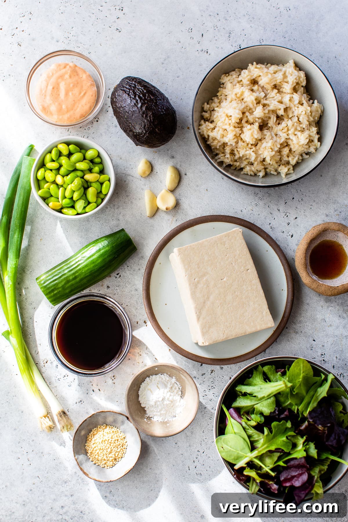 Tofu Poke Bowl Recipe with Mango and Avocado 3 Tofu Poke Bowl Ingredients