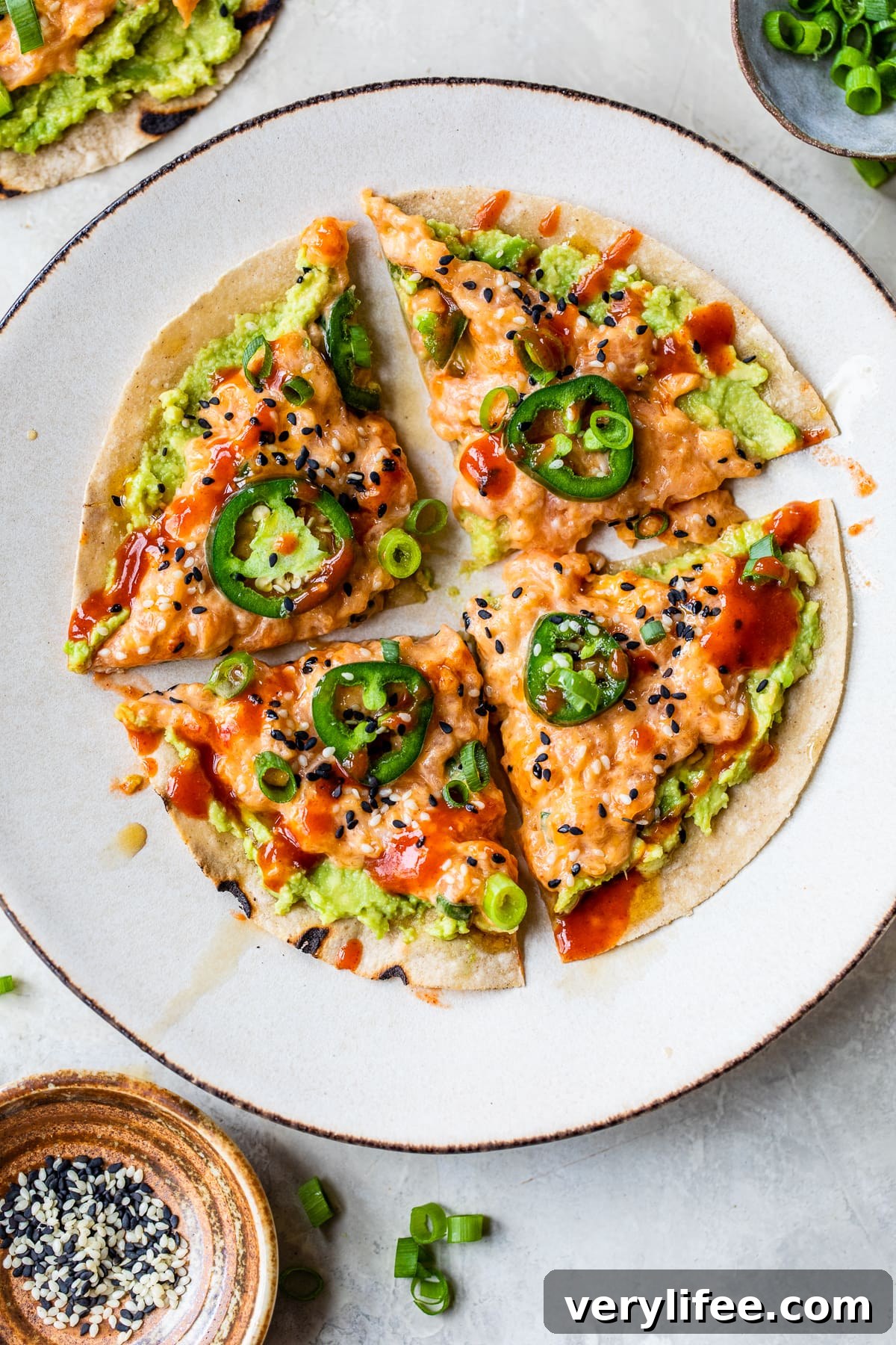 Spicy Salmon Sushi Pizza: Crispy Rice Crust and Fiery Topping 3 Spicy Salmon Sushi Pizza