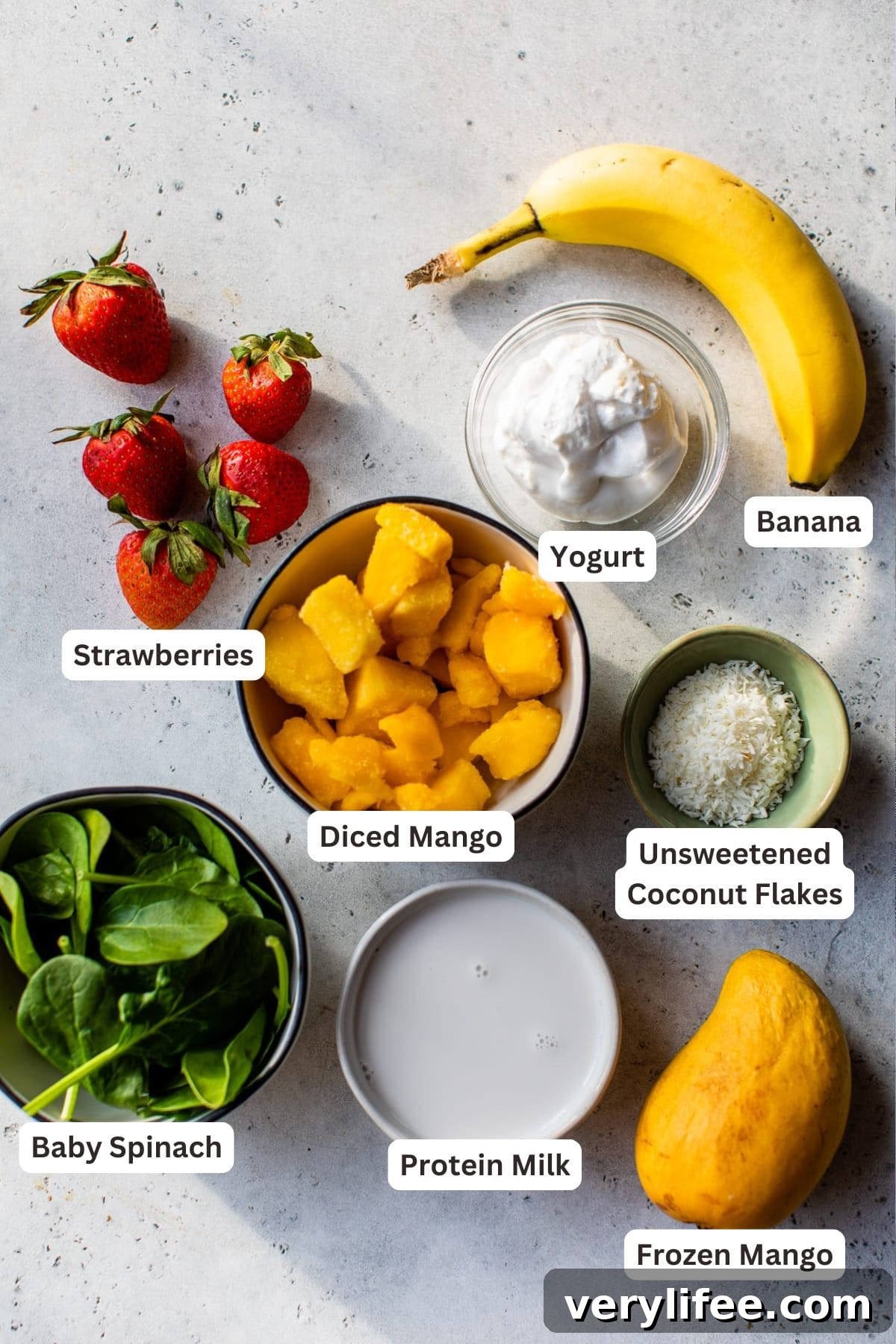 Creamy Green Smoothie Bowl Recipe with Spinach and Avocado 4 Ingredients for Green Smoothie Bowl.