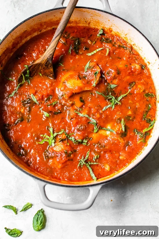 Classic chicken cacciatore with peppers and tomatoes