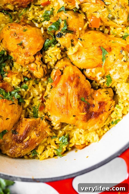 Arroz con pollo in a Dutch oven