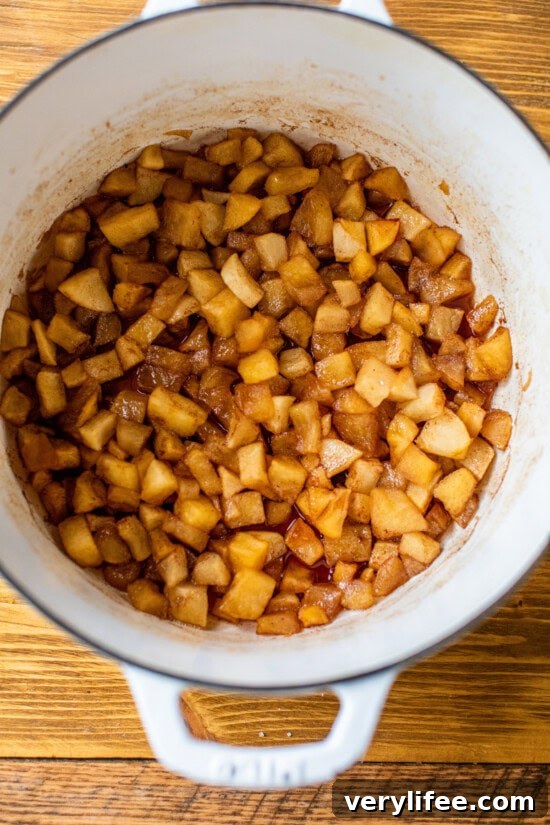 Stovetop Apple Butter Recipe: Small-Batch Homemade Spread 7 Cooked apples with spices.