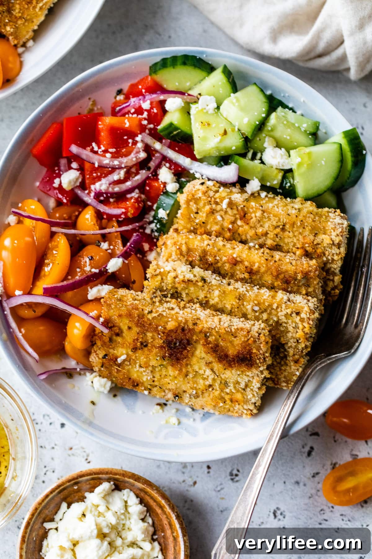 Greek Tofu Bowl Recipe: Tzatziki, Feta and Lemon 7 Greek Tofu with veggies