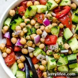 Chickpea Salad with tomatoes and cucumbers