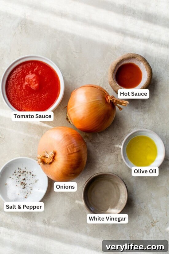 Ingredients for Hot Dog Onions.