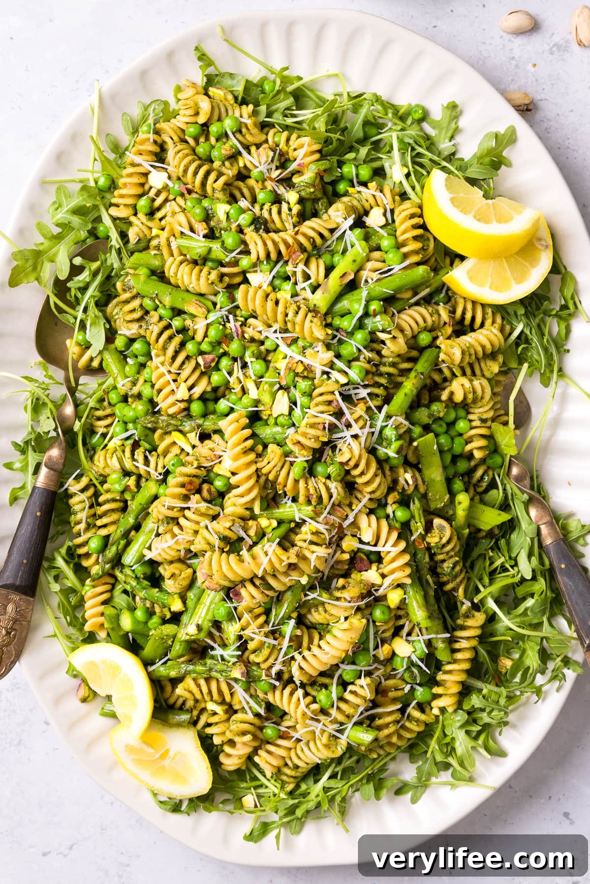 Spring Pesto Pasta with Asparagus, Peas, Arugula and Pistachios 3 Pesto Pasta Salad