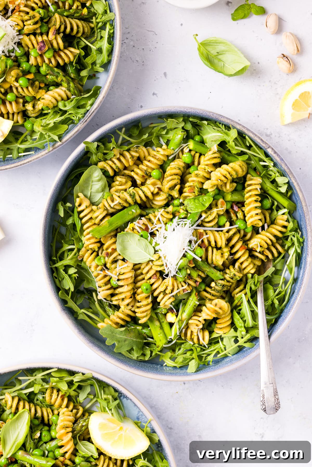 Spring Pesto Pasta with Asparagus, Peas, Arugula and Pistachios 7 Pesto Pasta Salad