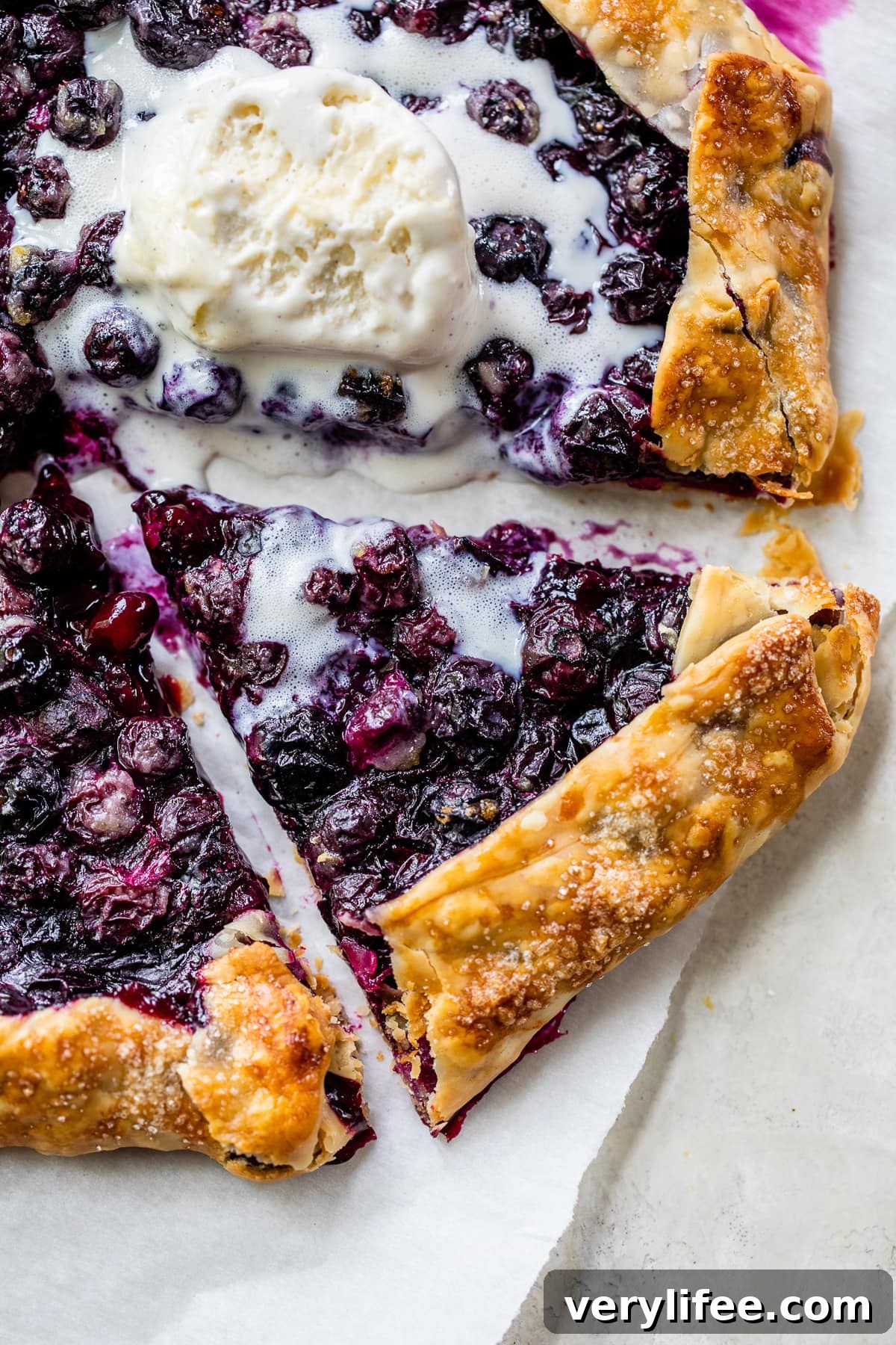 This easy blueberry galette is the perfect dessert to bake when blueberries are in season. Using refrigerated pie dough makes it even faster! Blueberry Galette