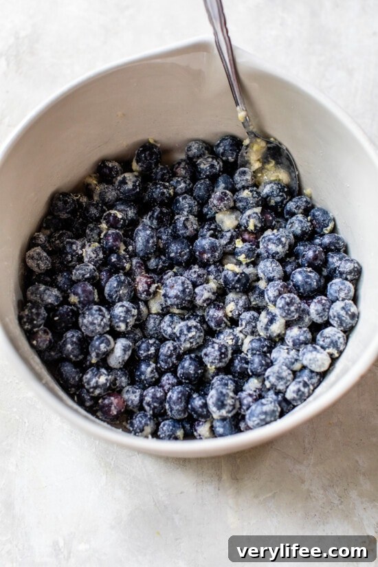 Make the filling. blueberries with lemon and flour