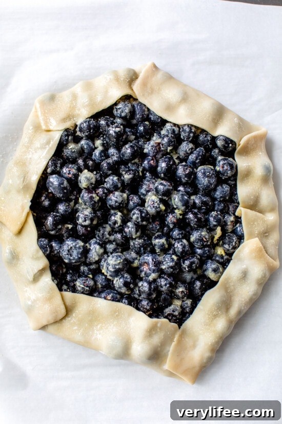 Shape the galette. Free-form Blueberry Pie