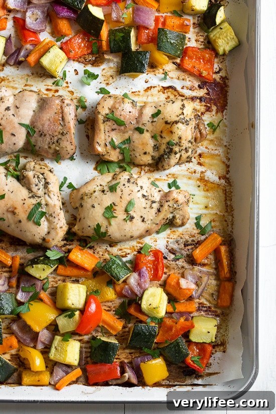 Sheet Pan Dinner Recipes for Busy Weeknights 19 Sheet Pan Italian Baked Boneless Chicken Thighs and Veggies