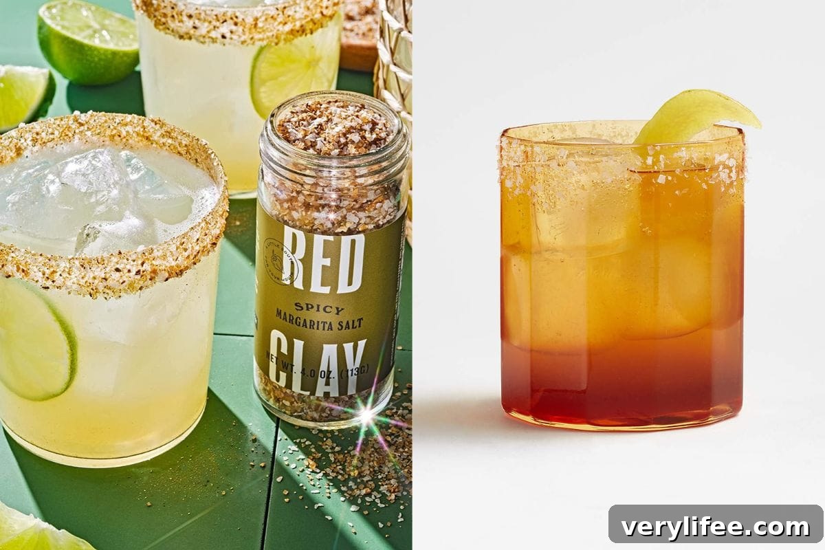 rocks glasses and margarita salts