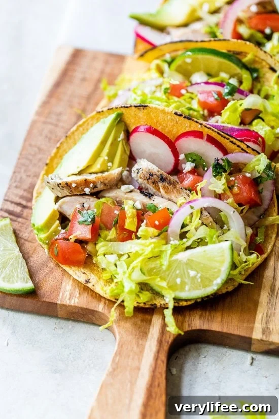 Grilled Chicken Tacos with Lettuce Slaw