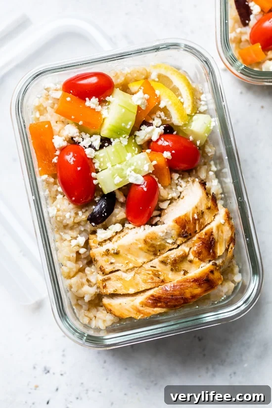 Greek Chicken Meal Prep Rice Bowls