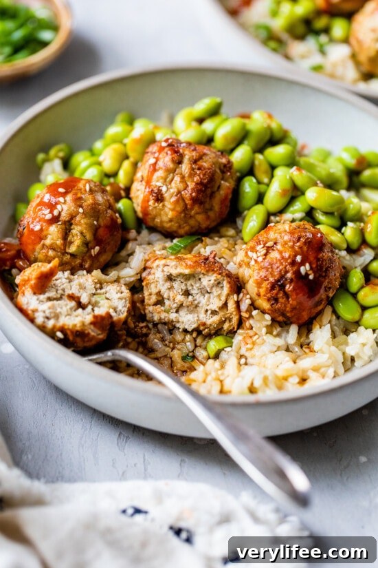 Asian Turkey Meatballs with Rice