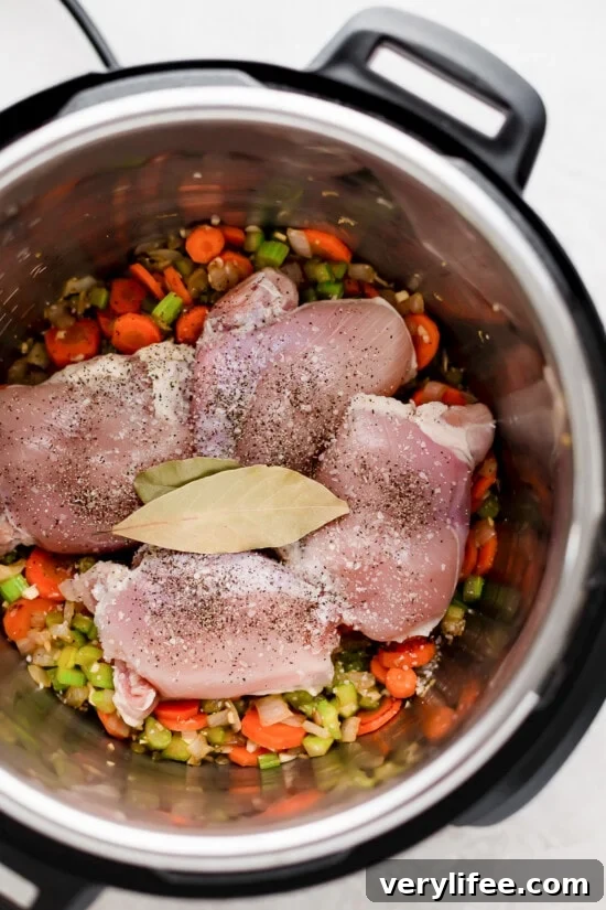 Instant Pot Homemade Chicken Noodle Soup Recipe 5 instant pot with chicken and veggies