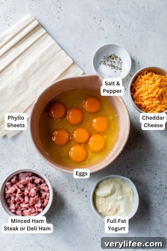 Ingredients for Mini Quiche.