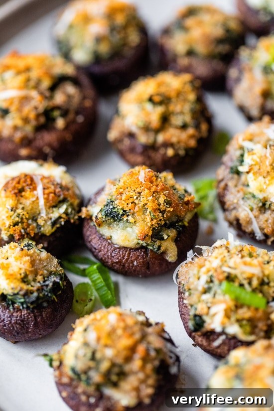 Spinach Dip Stuffed Mushrooms