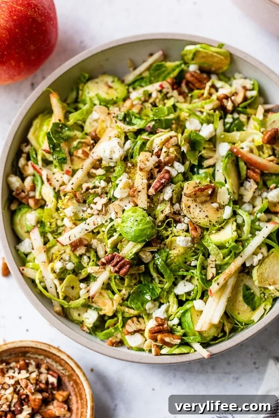 Fall Brussels Sprouts Salad with Apple, Pecans and Blue Cheese