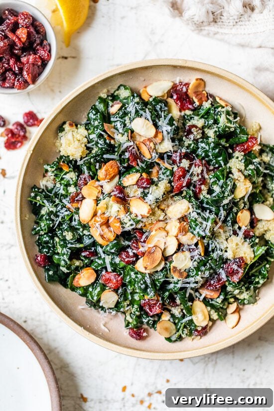 Kale Salad with Quinoa and Cranberries