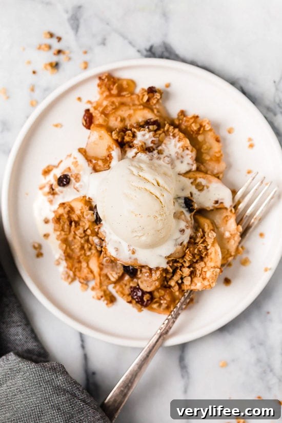 Apple Crisp with vanilla ice cream