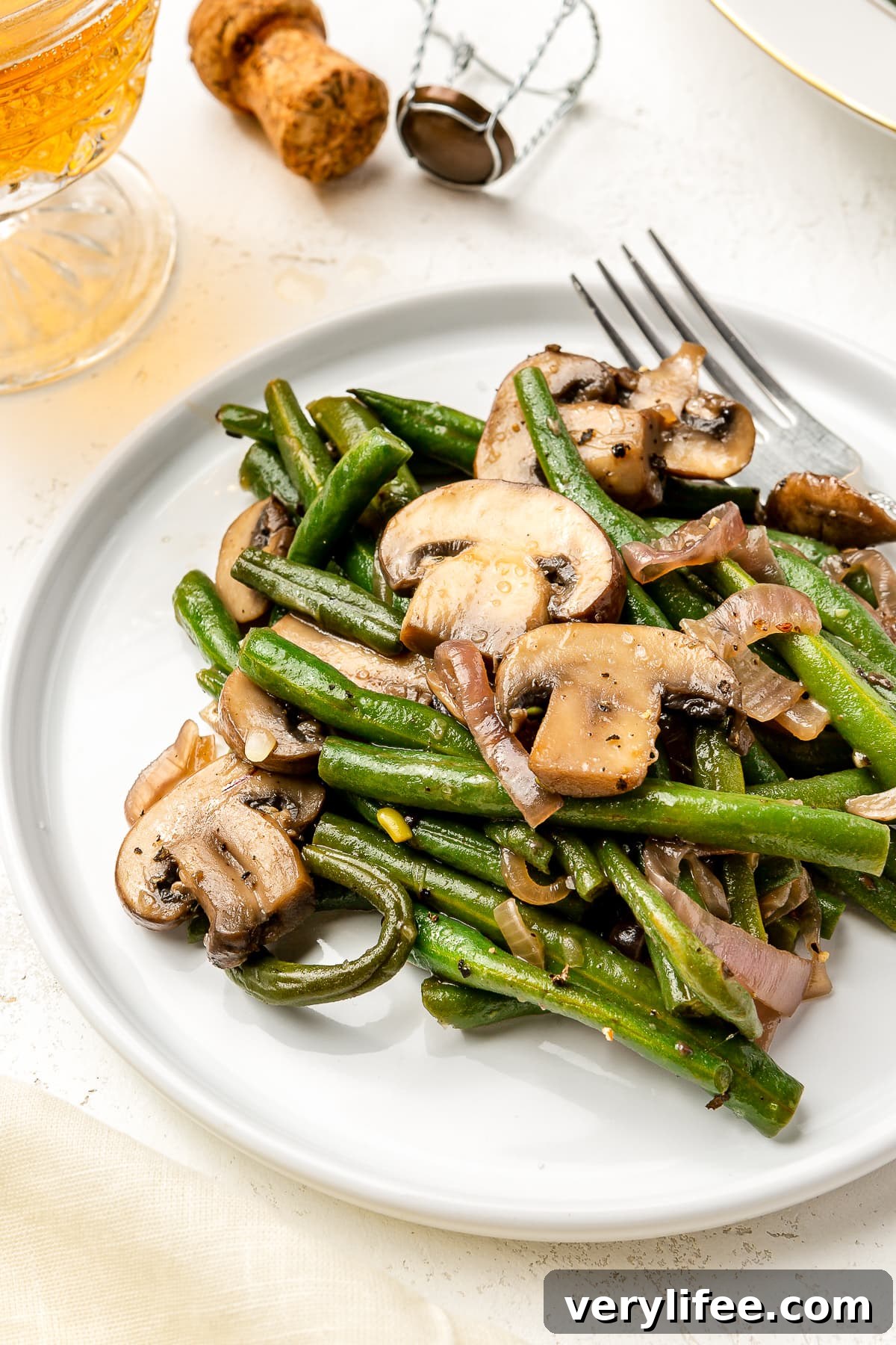 Garlic Sauteed Green Beans with Mushrooms 8 Green bean side dish ready to serve