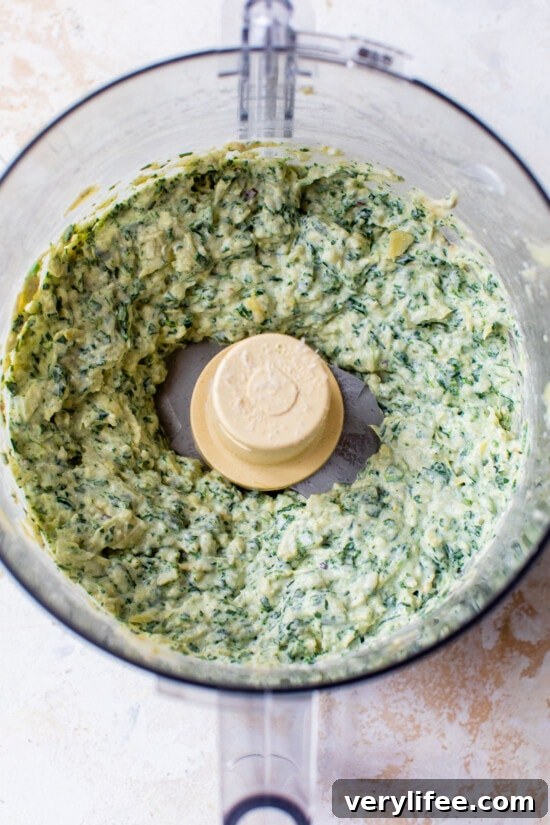 Creamy Spinach and Artichoke Crostini 7 Spinach Artichoke in a food processor